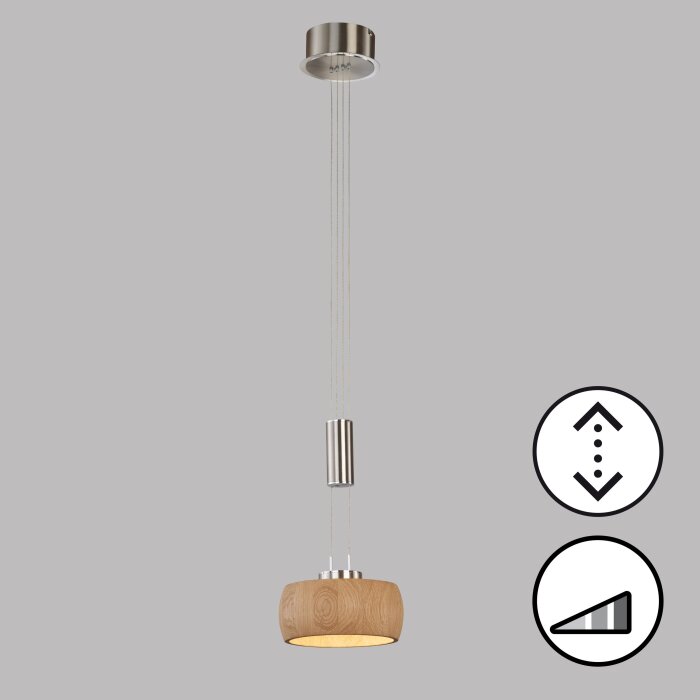 Fischer Honsel Shine Wood Pendant Light Led Ecru Illumination