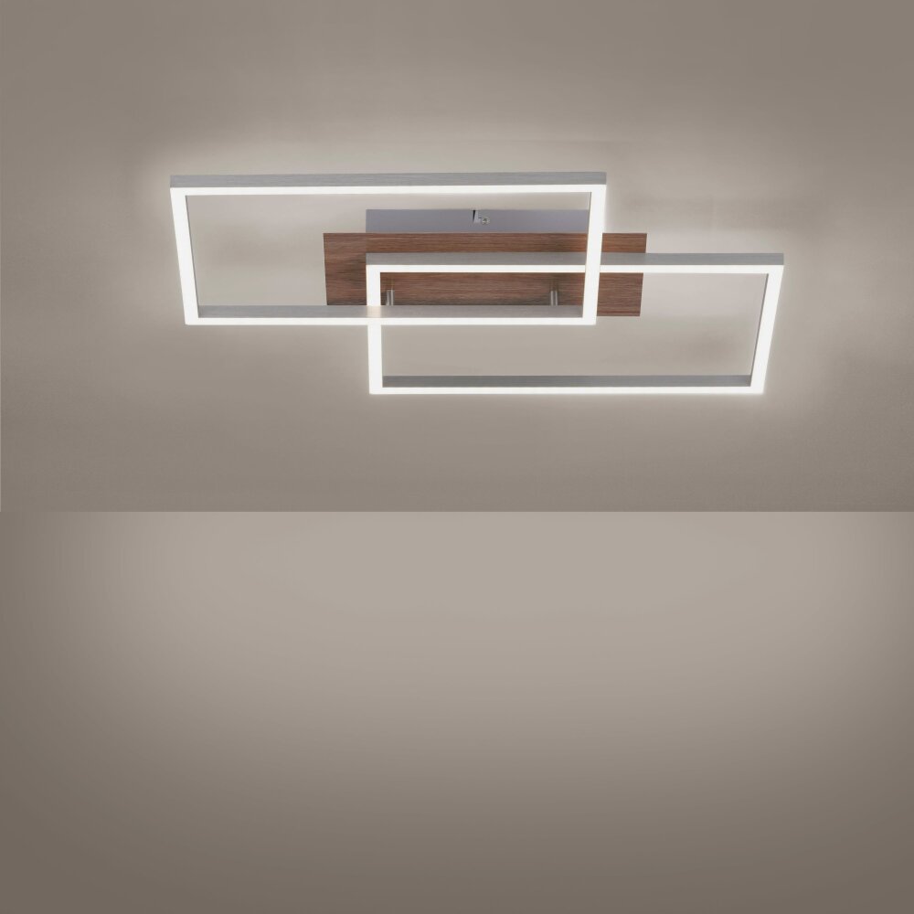 Leuchten-Direkt IVEN Ceiling Light LED Light wood, 2-light sources, Remote control