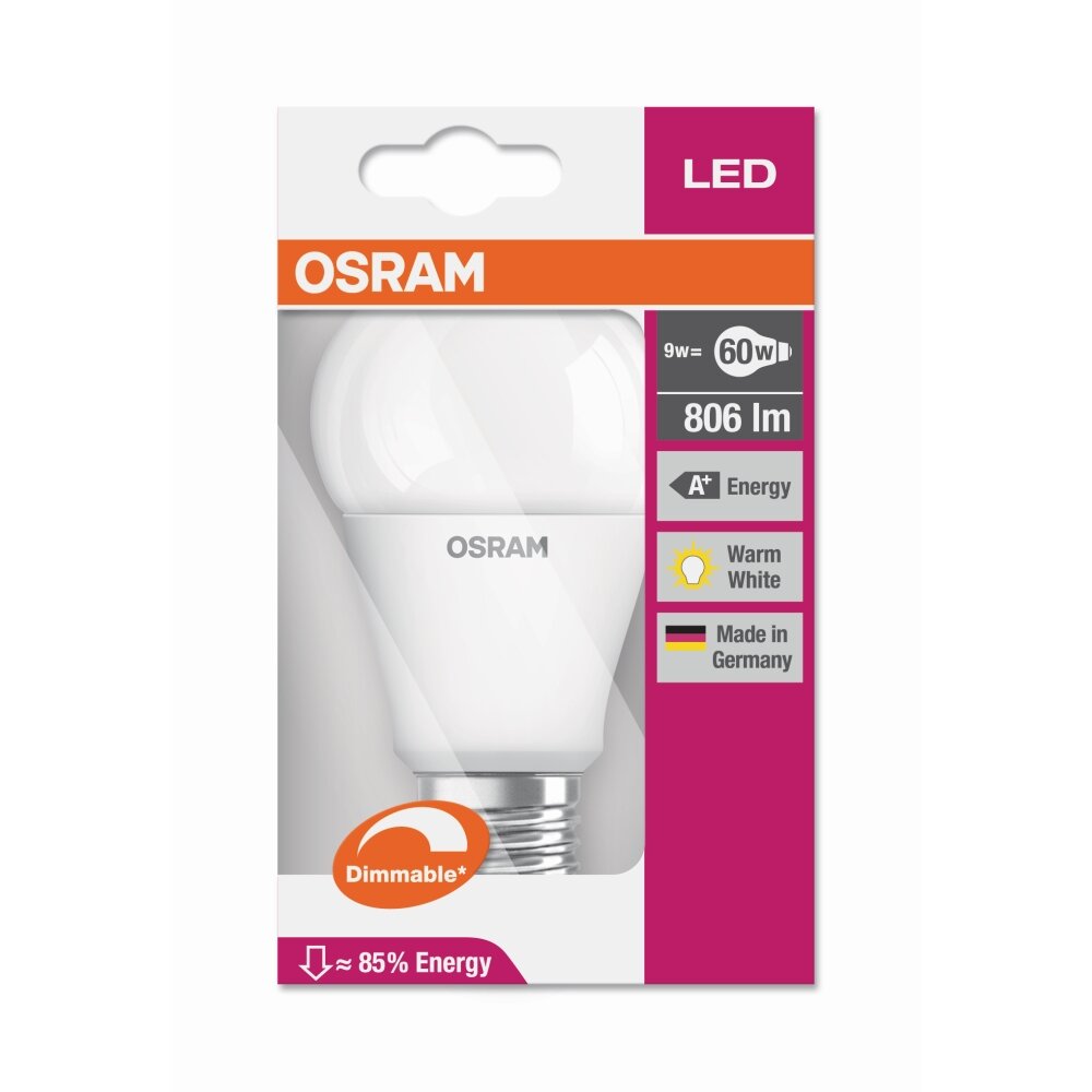 Osram LED E27 9 Watt 2700 Kelvin 806 Lumen 4058075433861