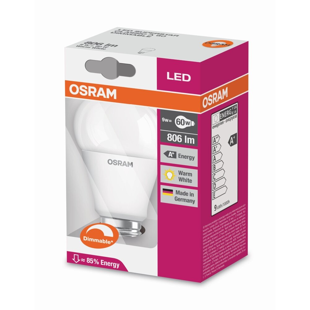 Osram LED E27 9 Watt 2700 Kelvin 806 Lumen 4058075433861