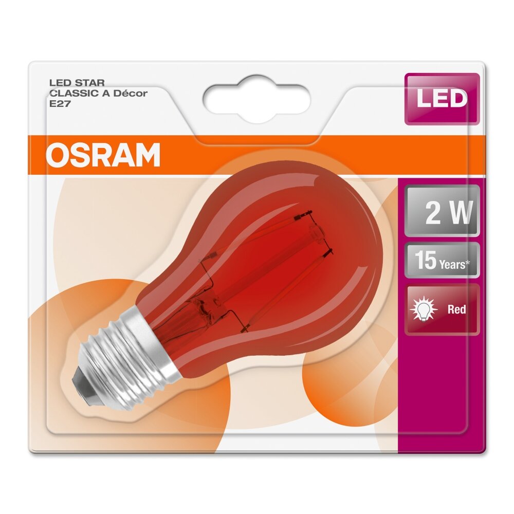 Osram LED E27 2 Watt Rot 50 Lumen 4058075433946