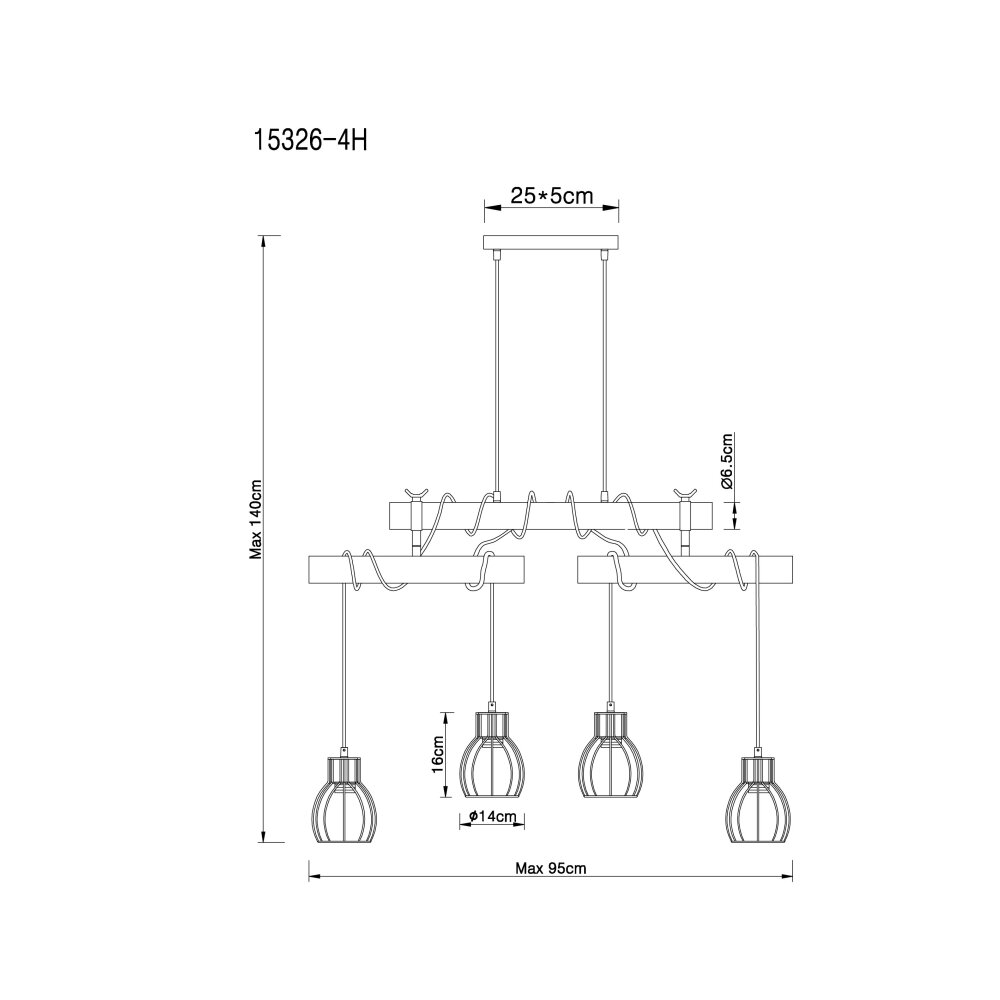 Globo MINA Pendant Light black, 4-light sources