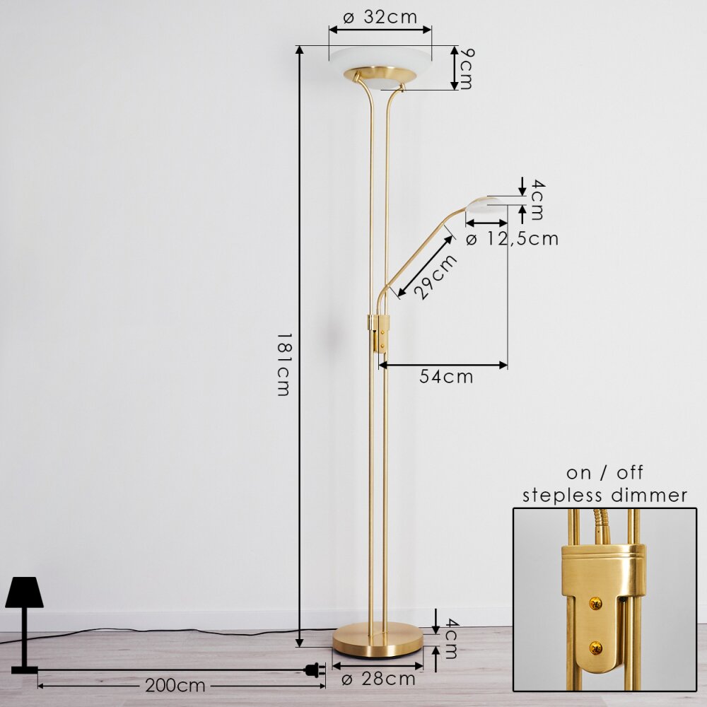 Mairoa Floor Lamp LED brass, 2-light sources