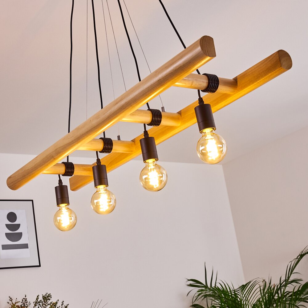 Yaak Pendant Light Dark wood, black, 4-light sources