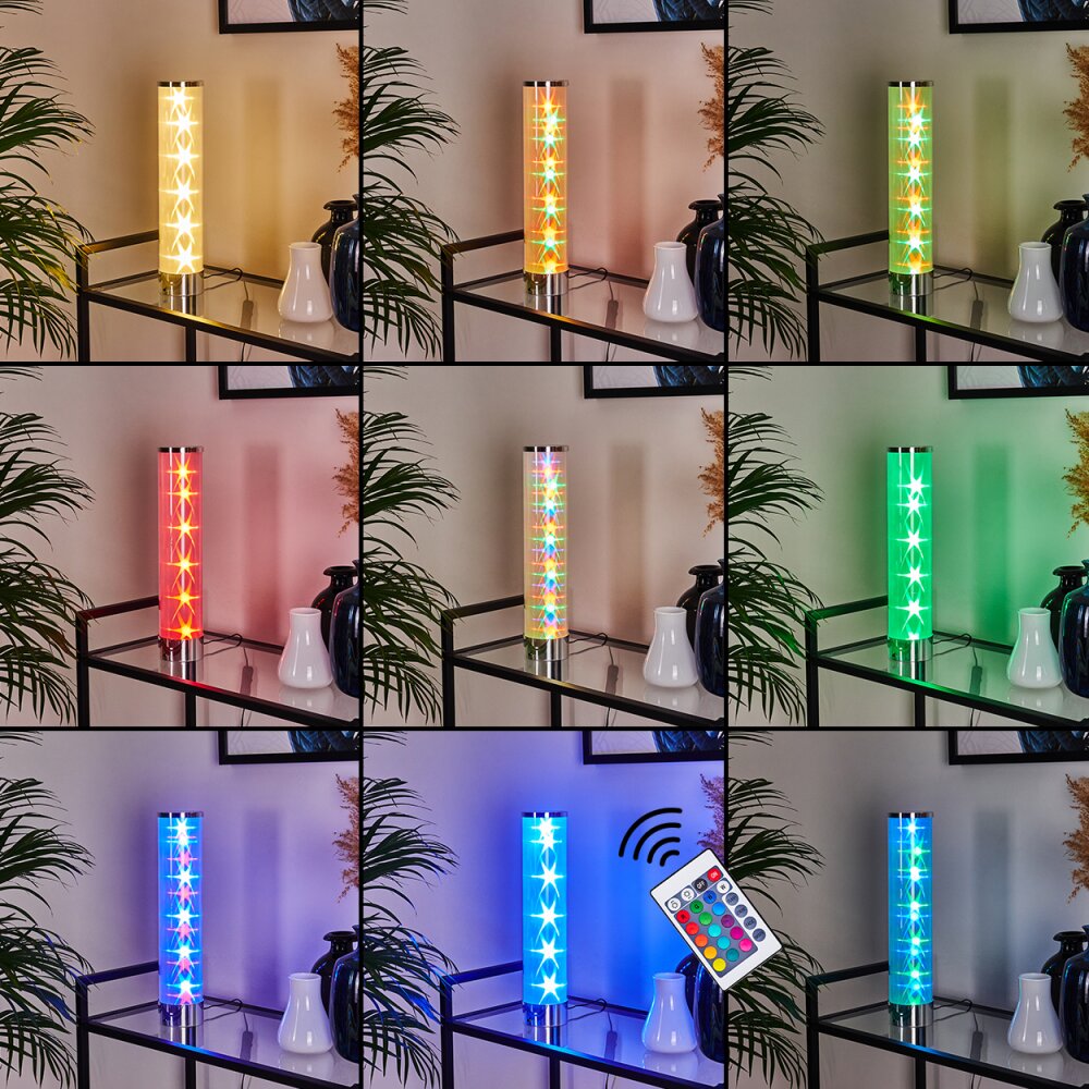 Hatara Table lamp LED chrome, 1-light source, Remote control, Colour changer