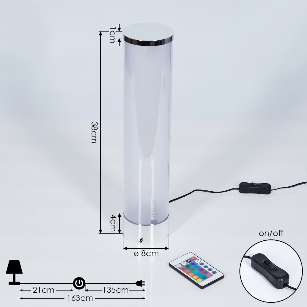 Hatara Table lamp LED chrome, 1-light source, Remote control, Colour changer