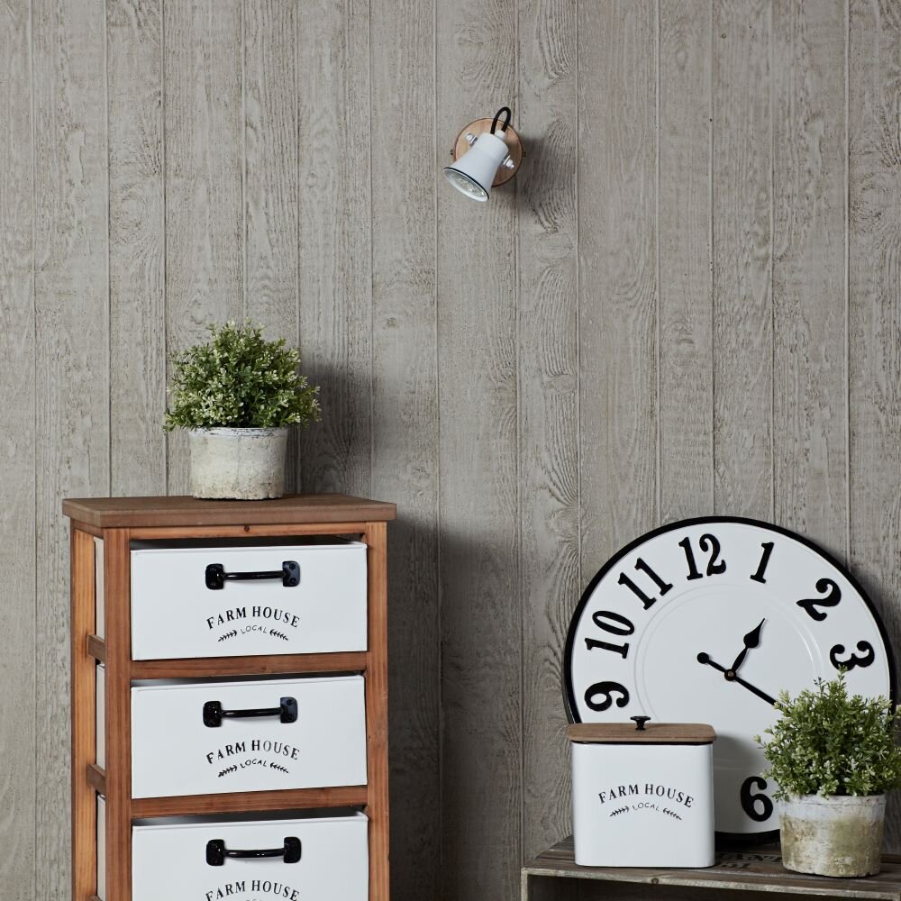 Brilliant Seed Wall Spotlight Dark wood, white, 1-light source