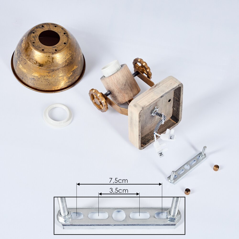 Orny Wall Light bronze, Light wood, 1-light source