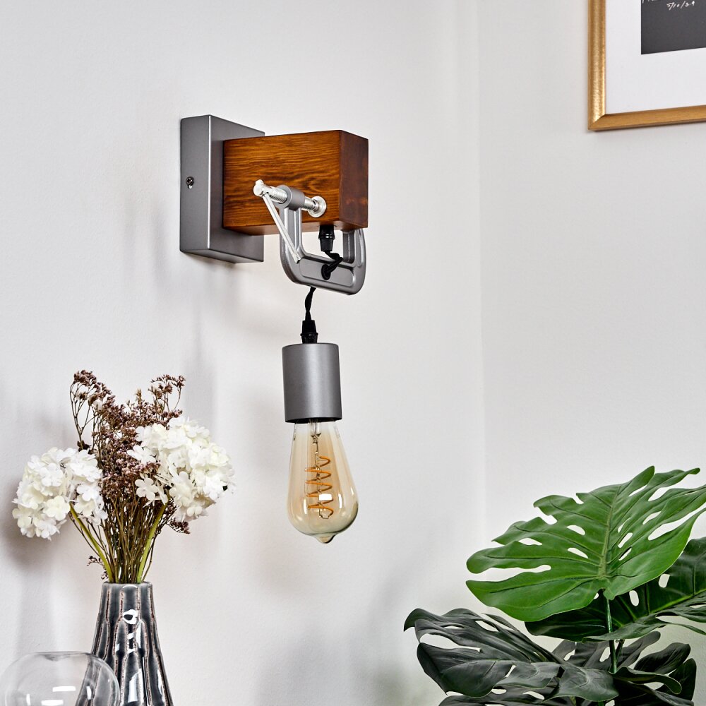 Hautahi Wall Light grey, Dark wood, 1-light source