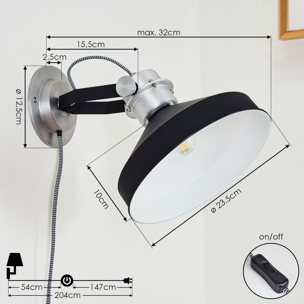 Chara Wall Light black, silver, 1-light source
