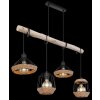 Globo SURRI Pendant Light Light wood, black, 4-light sources