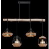 Globo SURRI Pendant Light Light wood, black, 4-light sources