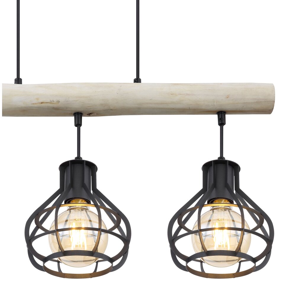 Globo CLASTRA Pendant Light Light wood, black, 3-light sources