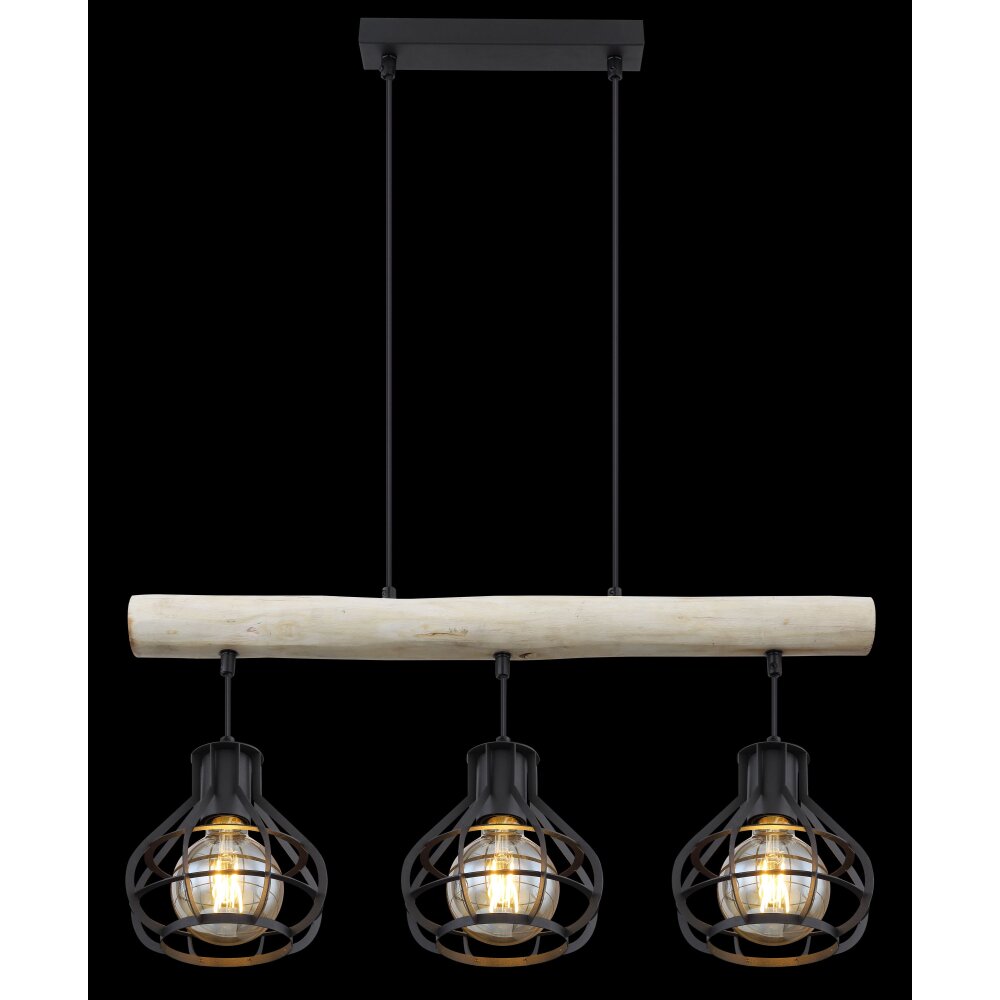 Globo CLASTRA Pendant Light Light wood, black, 3-light sources