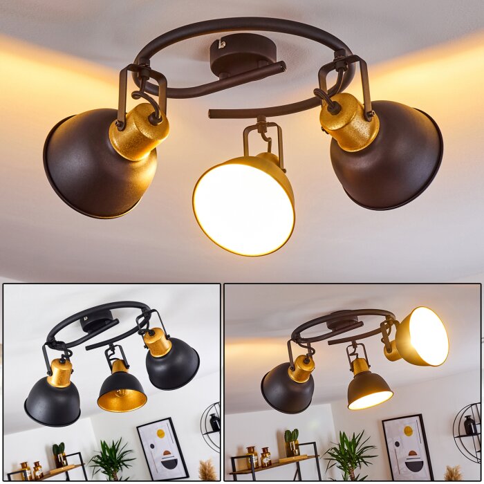 Ceiling Light Blackburn black, gold H3294598-DO1 | illumination.co.uk