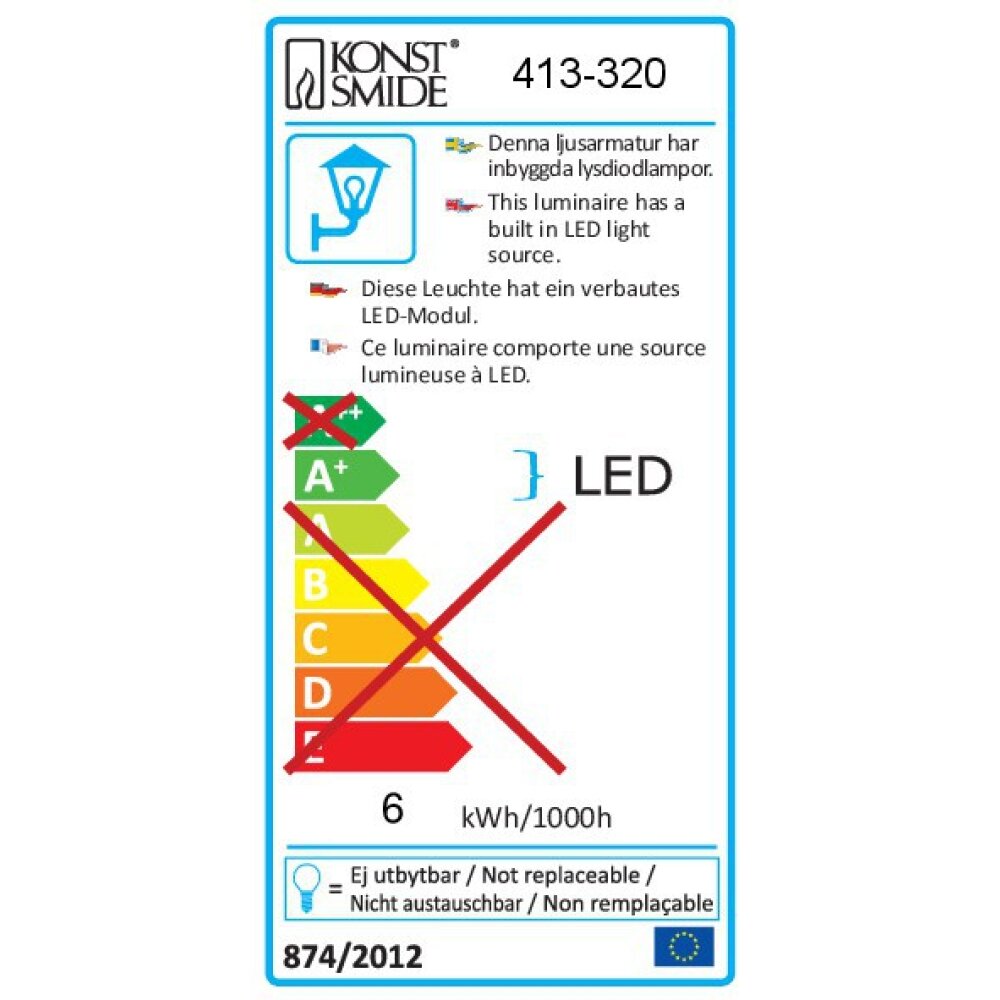 Konstsmide Vega wall light LED clear, 1-light source