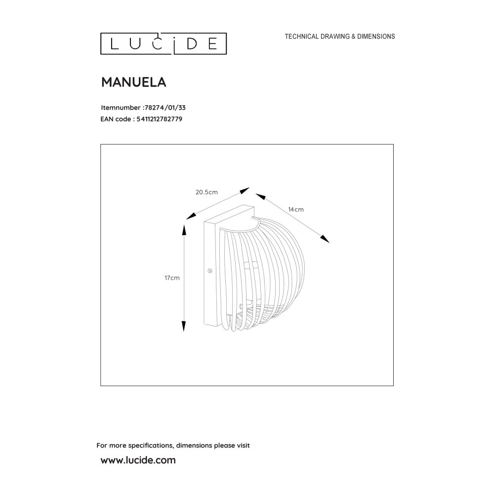 Lucide MANUELA Wall Light green, 1-light source