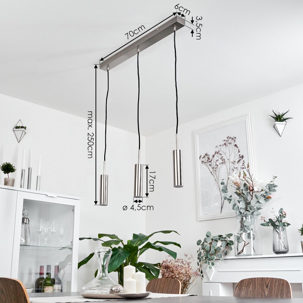 DALHEIM Pendant Light LED matt nickel, 3-light sources