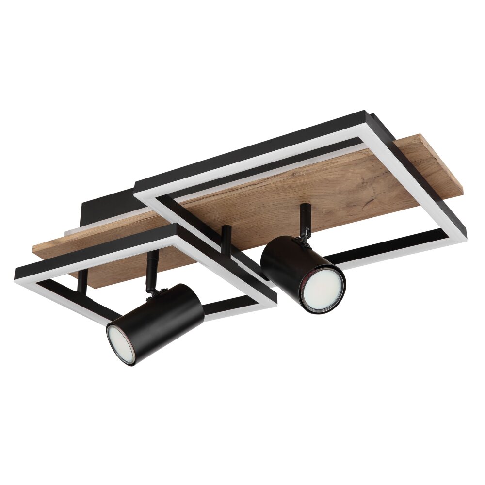 Globo KASSU Ceiling Light LED Wood like finish, black, white, 2-light sources