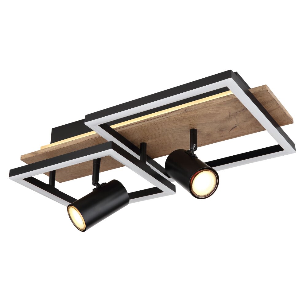 Globo KASSU Ceiling Light LED Wood like finish, black, white, 2-light sources