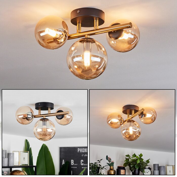 Chehalis Ceiling Light LED brass, black, 3-light sources