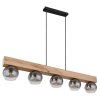 Globo MOITAS Pendant Light Wood like finish, black, 5-light sources