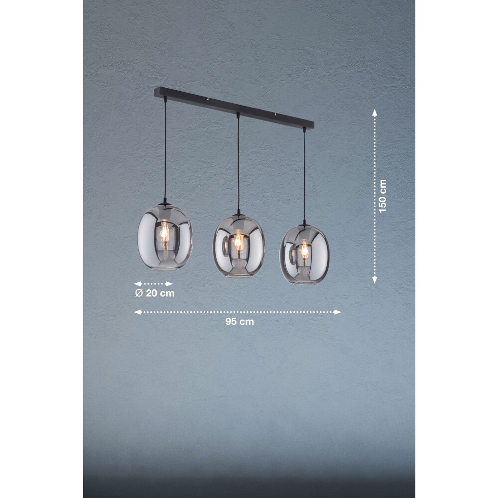 Fischer & Honsel Nayla Pendant Light black, 3-light sources