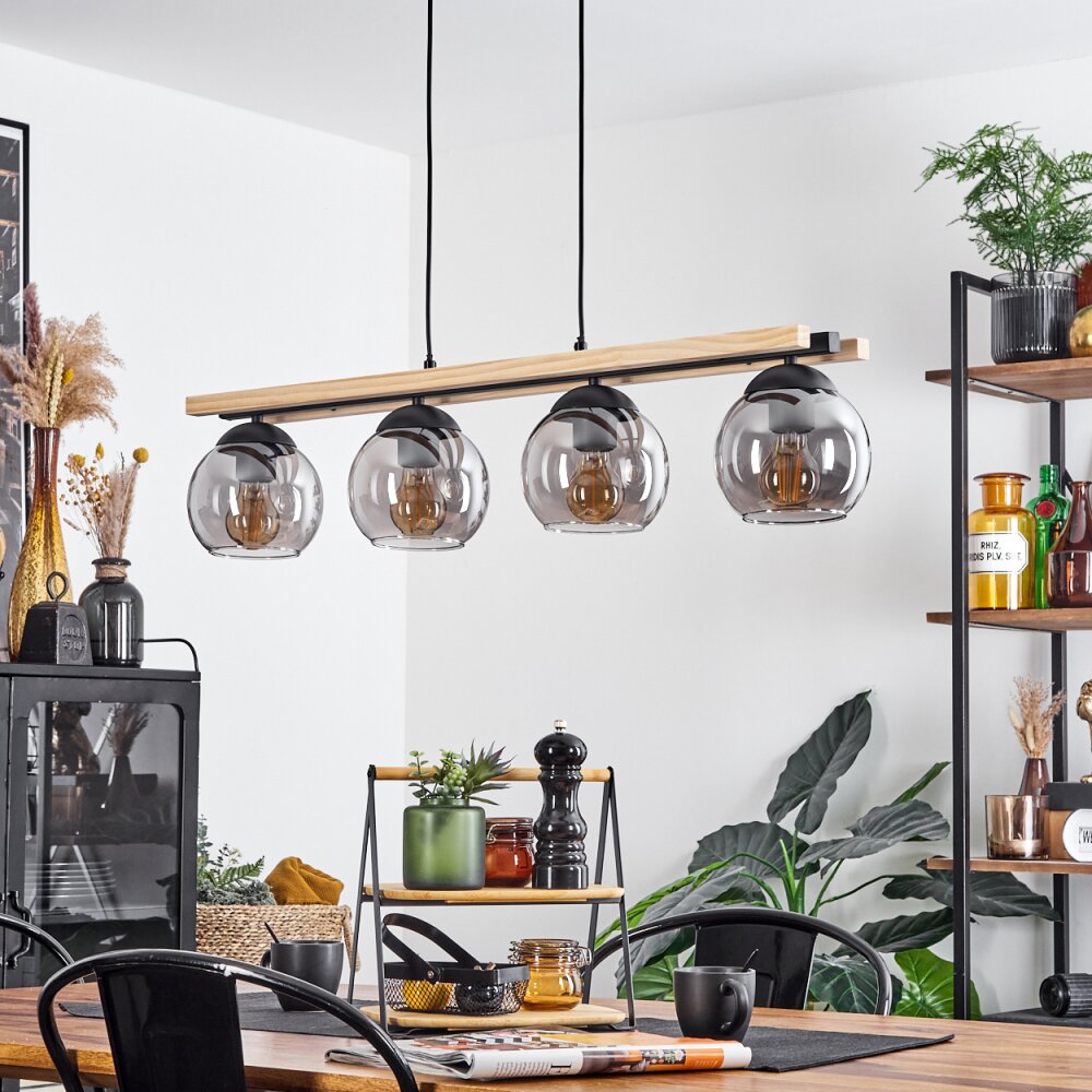 Podre Pendant Light Light wood, black, 4-light sources