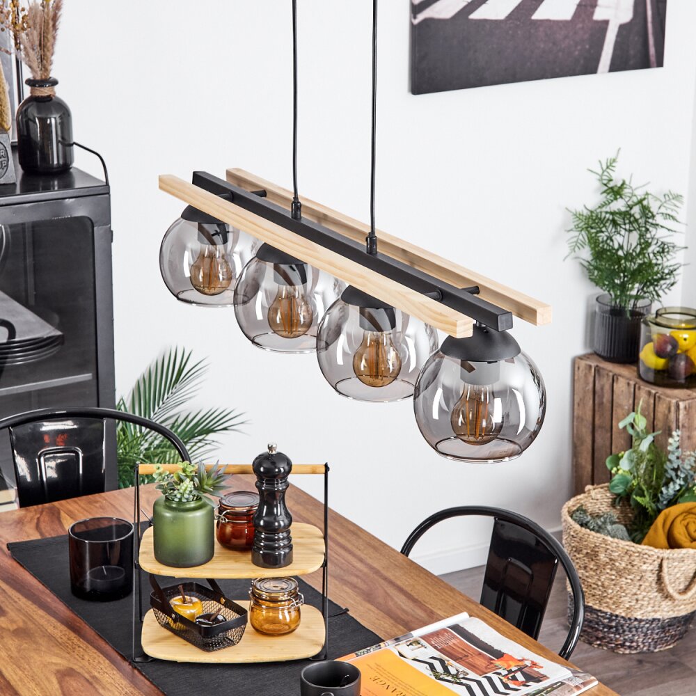 Podre Pendant Light Light wood, black, 4-light sources