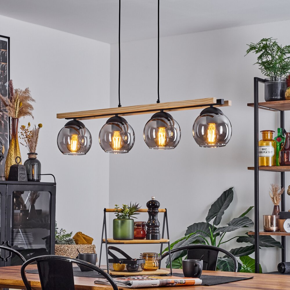Podre Pendant Light Light wood, black, 4-light sources