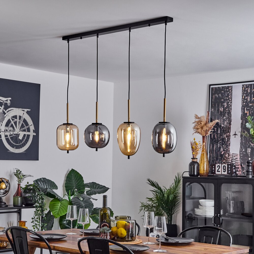 Verbania Pendant Light brass, black, 4-light sources