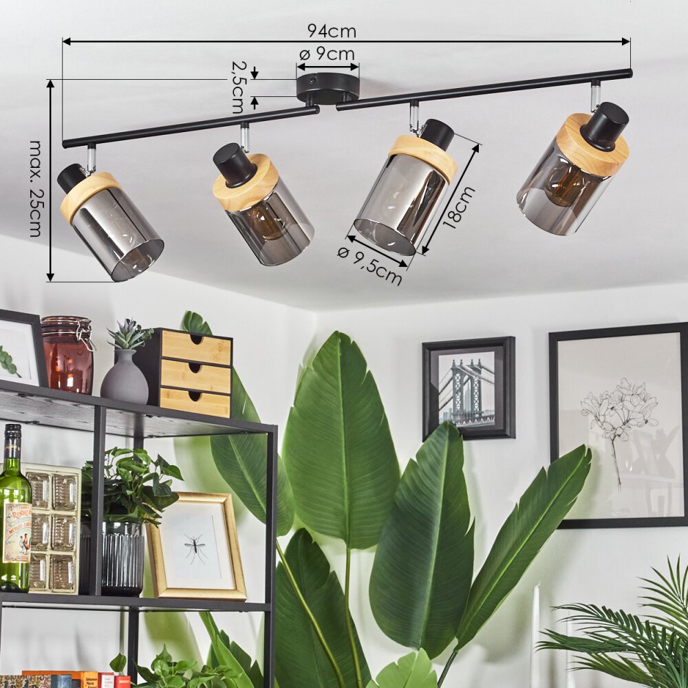 Azinhalinho Ceiling Light chrome, black, 4-light sources