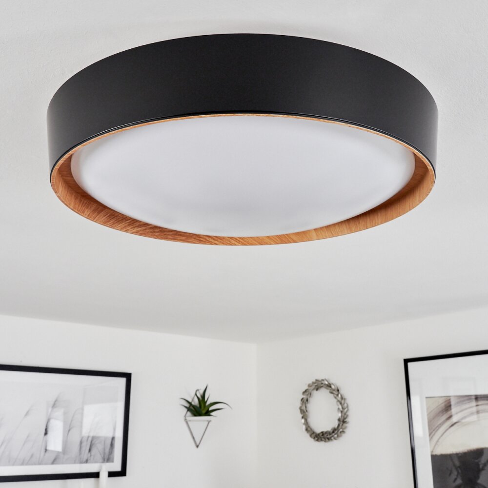 Louea Ceiling Light LED brown, Wood like finish, black, 1-light source