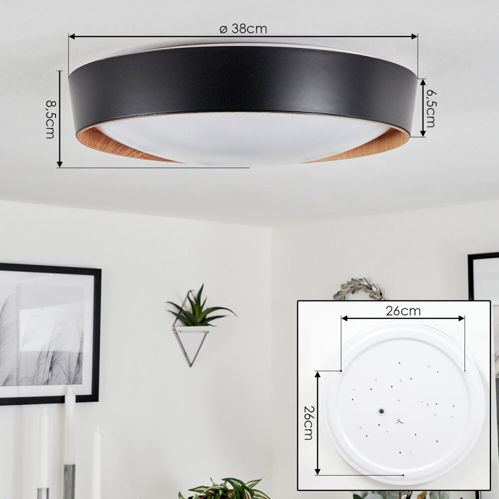 Louea Ceiling Light LED brown, Wood like finish, black, 1-light source