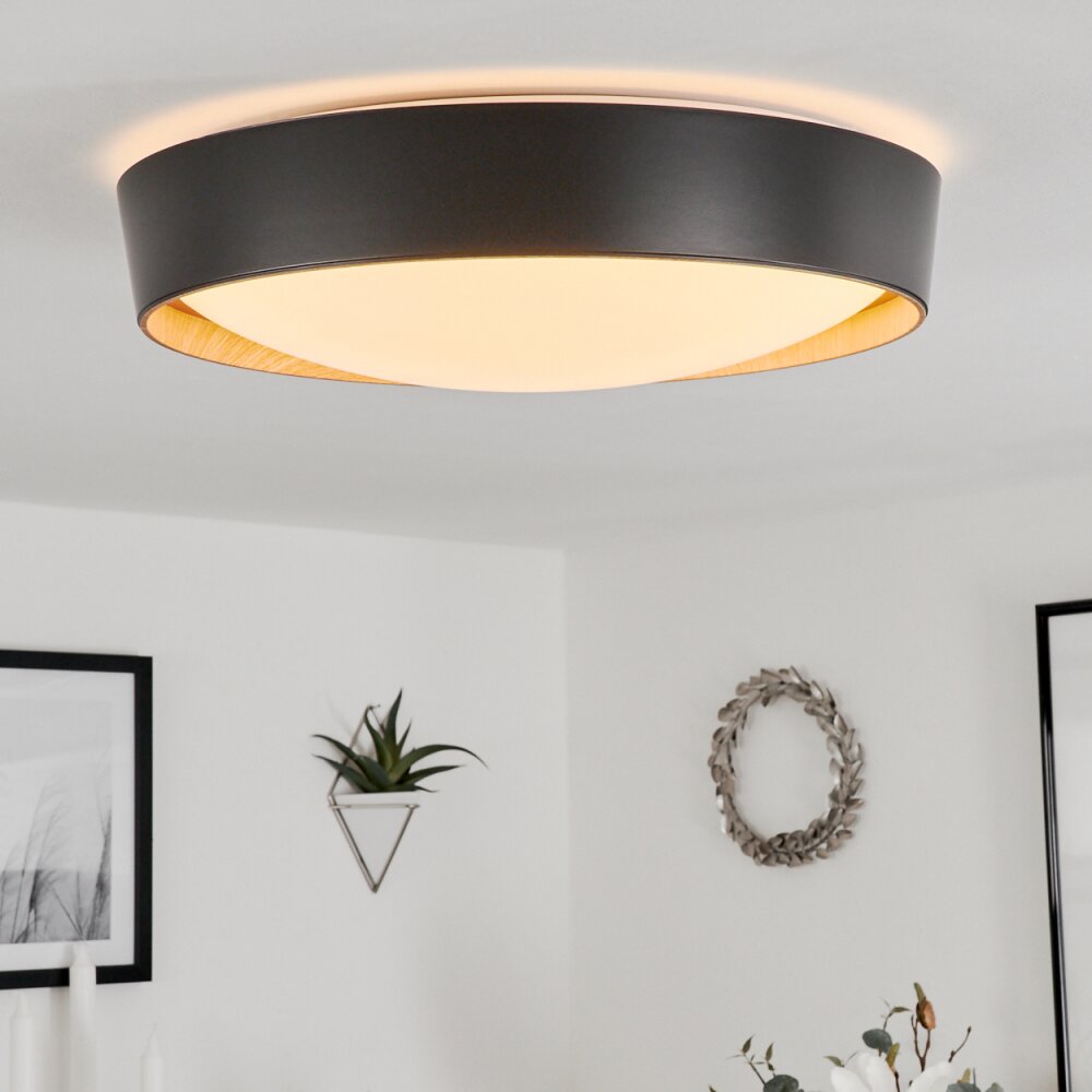 Louea Ceiling Light LED brown, Wood like finish, black, 1-light source