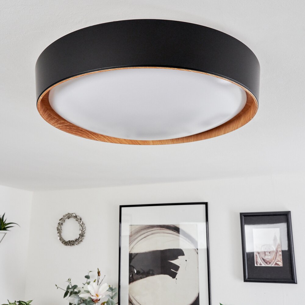 Louea Ceiling Light LED brown, Wood like finish, black, 1-light source