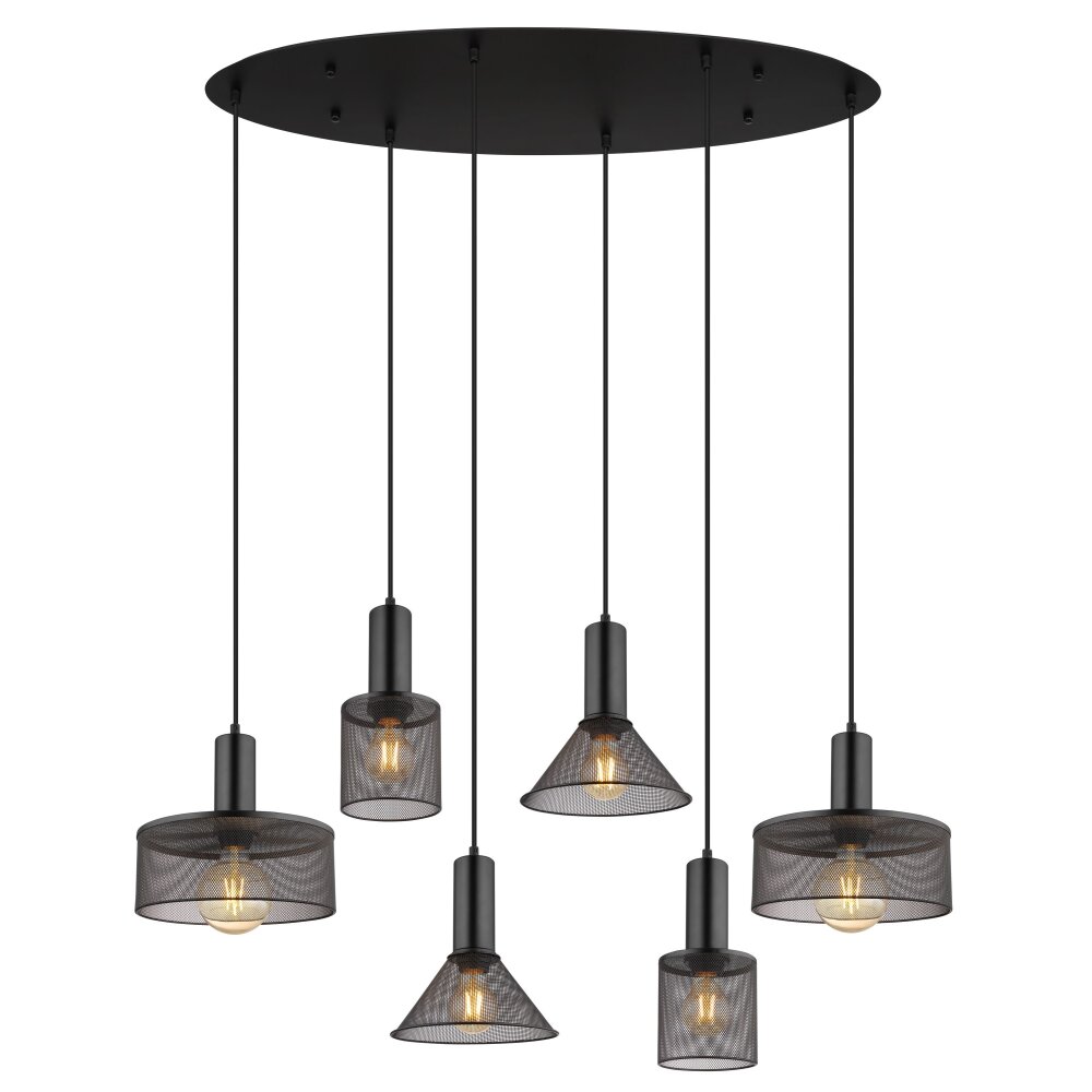 Globo JEDD Pendant Light black, 6-light sources