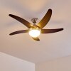 Ceiling Fan Morino brown, matt nickel, 2-light sources, Remote control