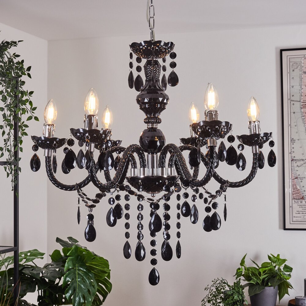 Malmback chandelier chrome, black, 6-light sources