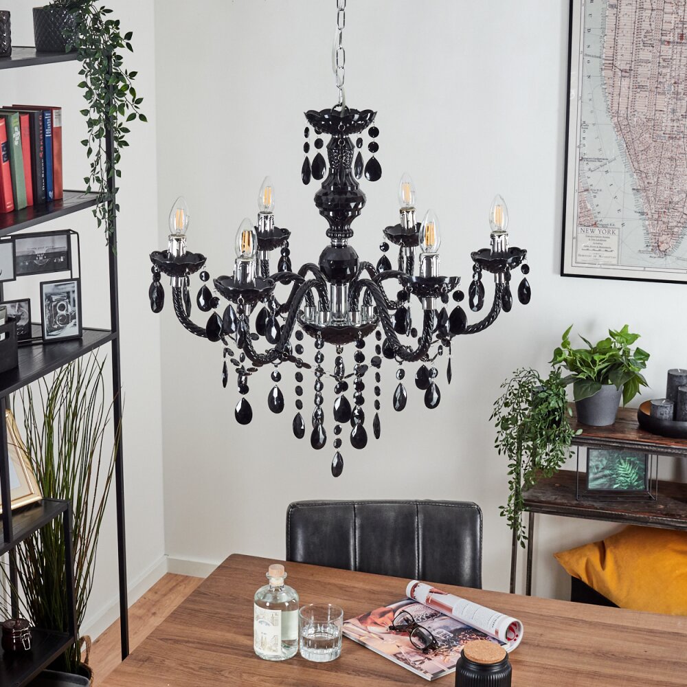 Malmback chandelier chrome, black, 6-light sources