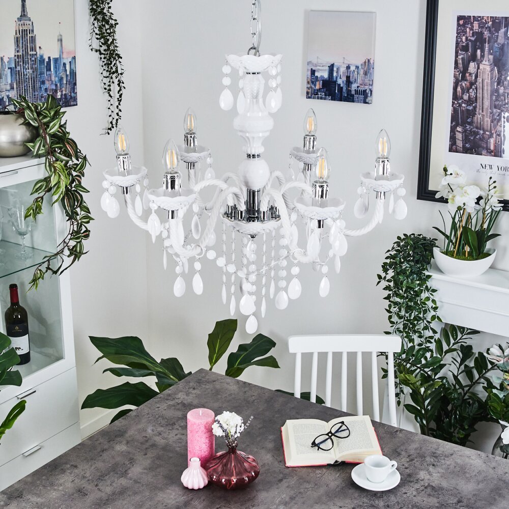 Malmback chandelier chrome, white, 6-light sources