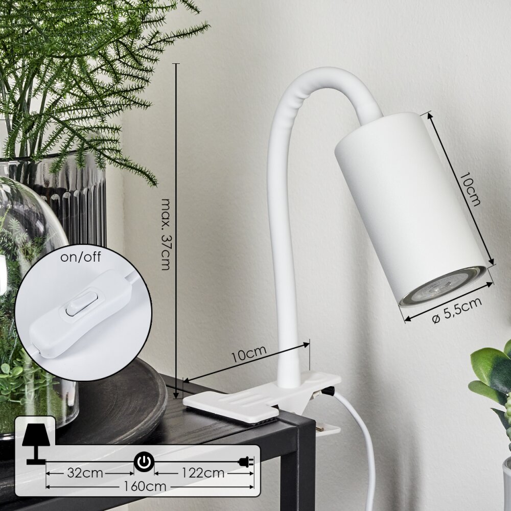 Javel clamp-on light white, 1-light source