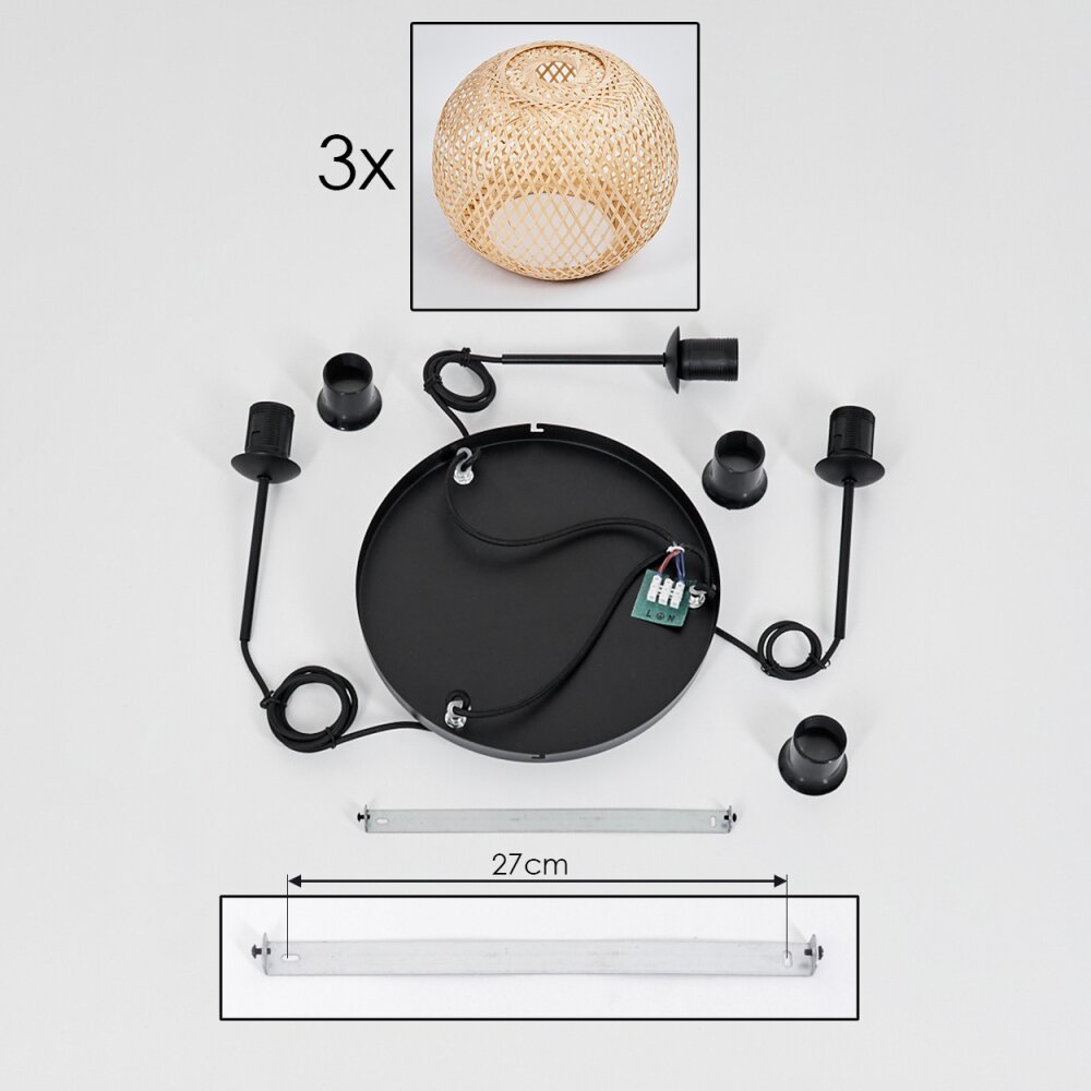 Bauro Pendant Light Ecru, 3-light sources