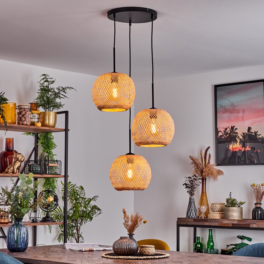 Bauro Pendant Light Ecru, 3-light sources