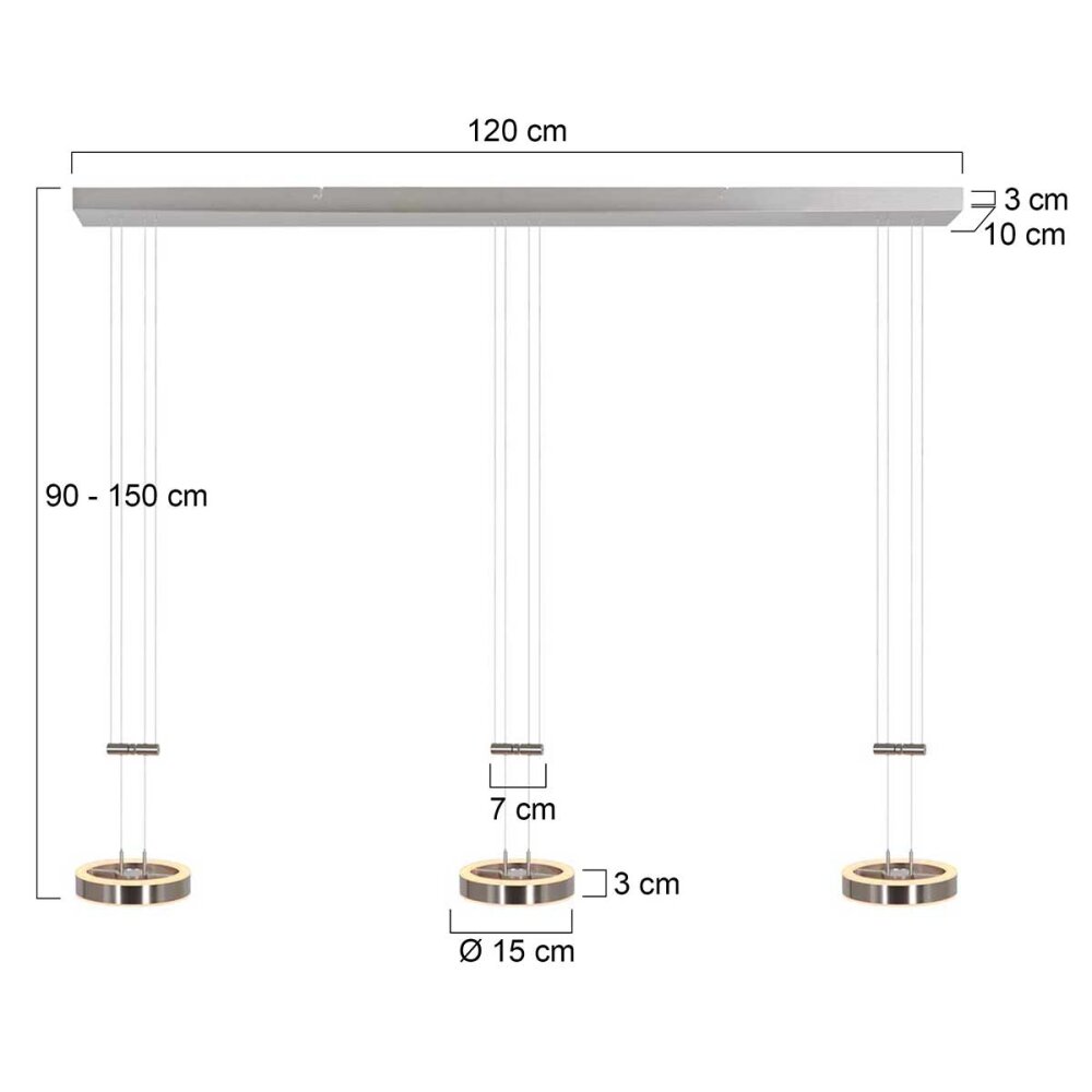 Steinhauer Piola Pendant Light LED brushed steel, 6-light sources