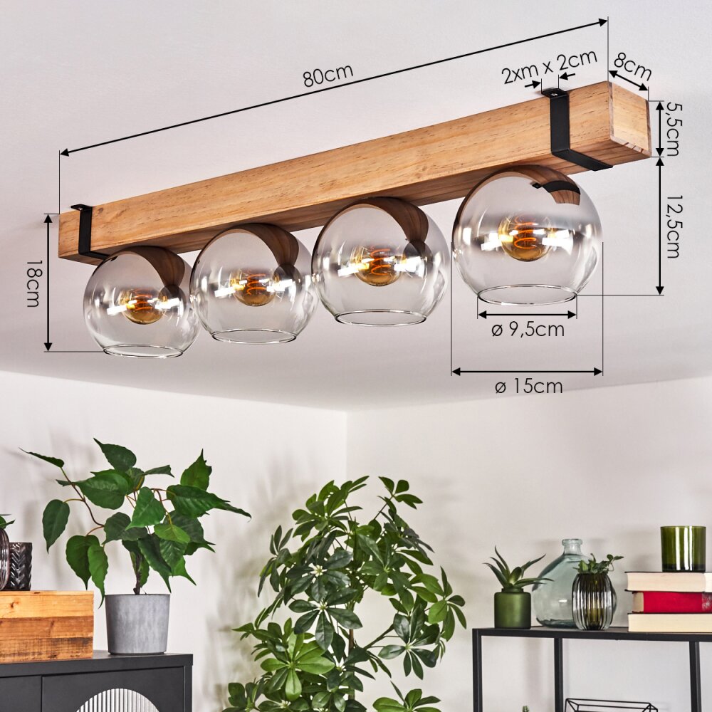 Montgomery Ceiling Light glass 15cm Ecru, black, 4-light sources