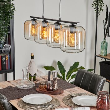 LAUDEN Pendant Light - glass Amber, clear, 4-light sources