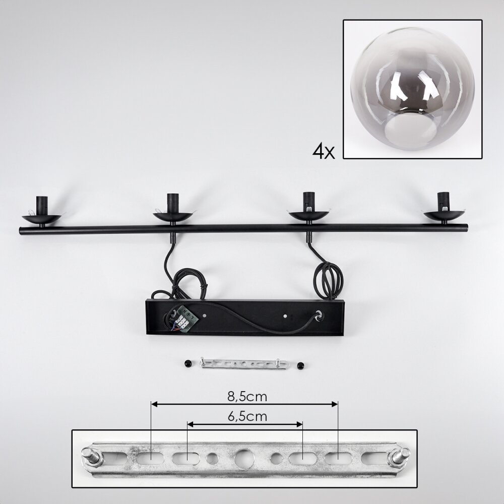 GASTOR Pendant Light clear, Smoke-coloured, 4-light sources