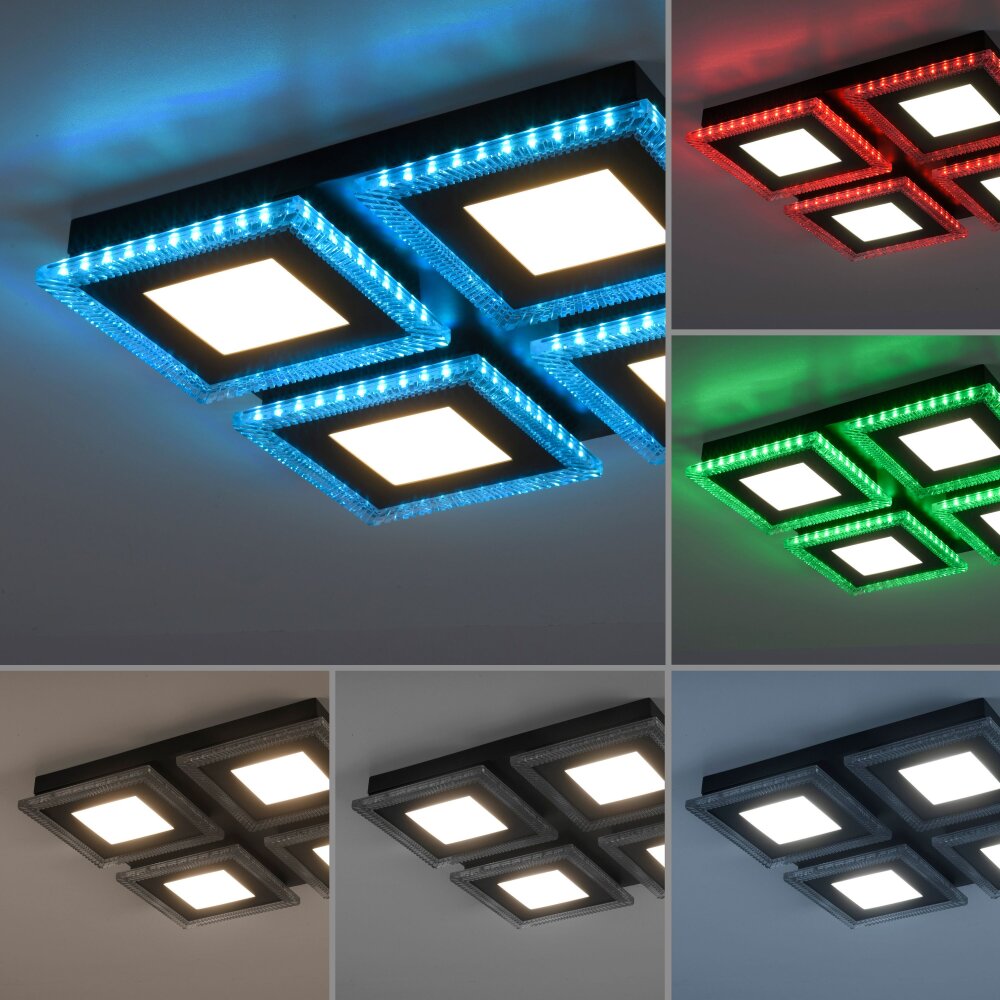 Leuchten-Direkt ACRI Ceiling Light LED black, 2-light sources, Remote control