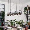 GASTOR Pendant Light - glass chrome, Smoke-coloured, 5-light sources